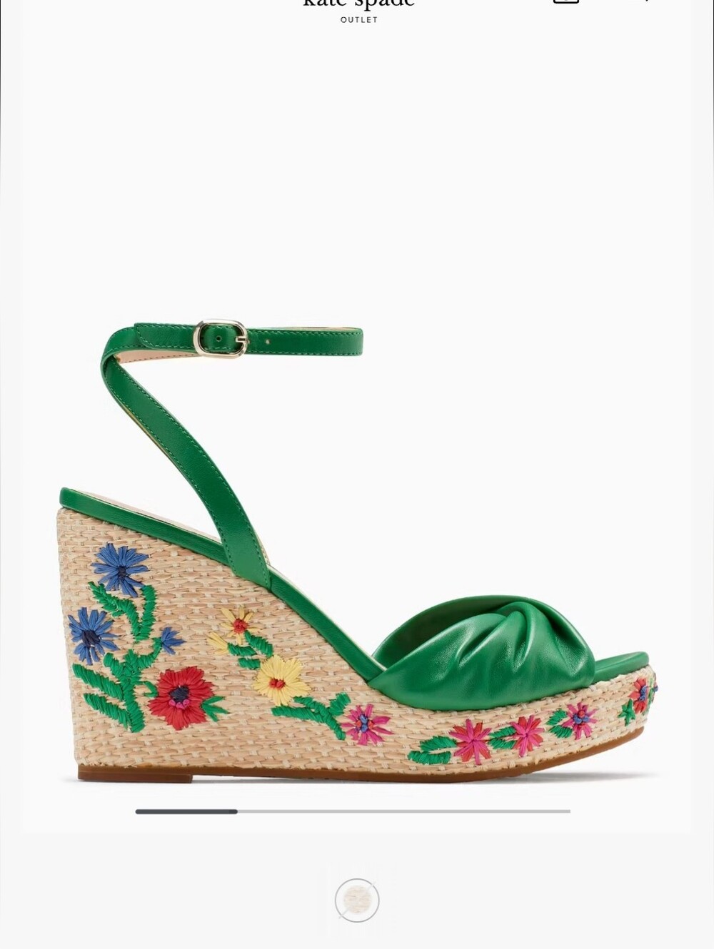Kate Spade Tallulah Sandals Sz 9 Green Leather Floral